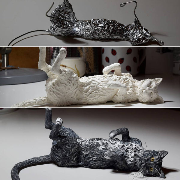 Silver Wire Cat Sculpture