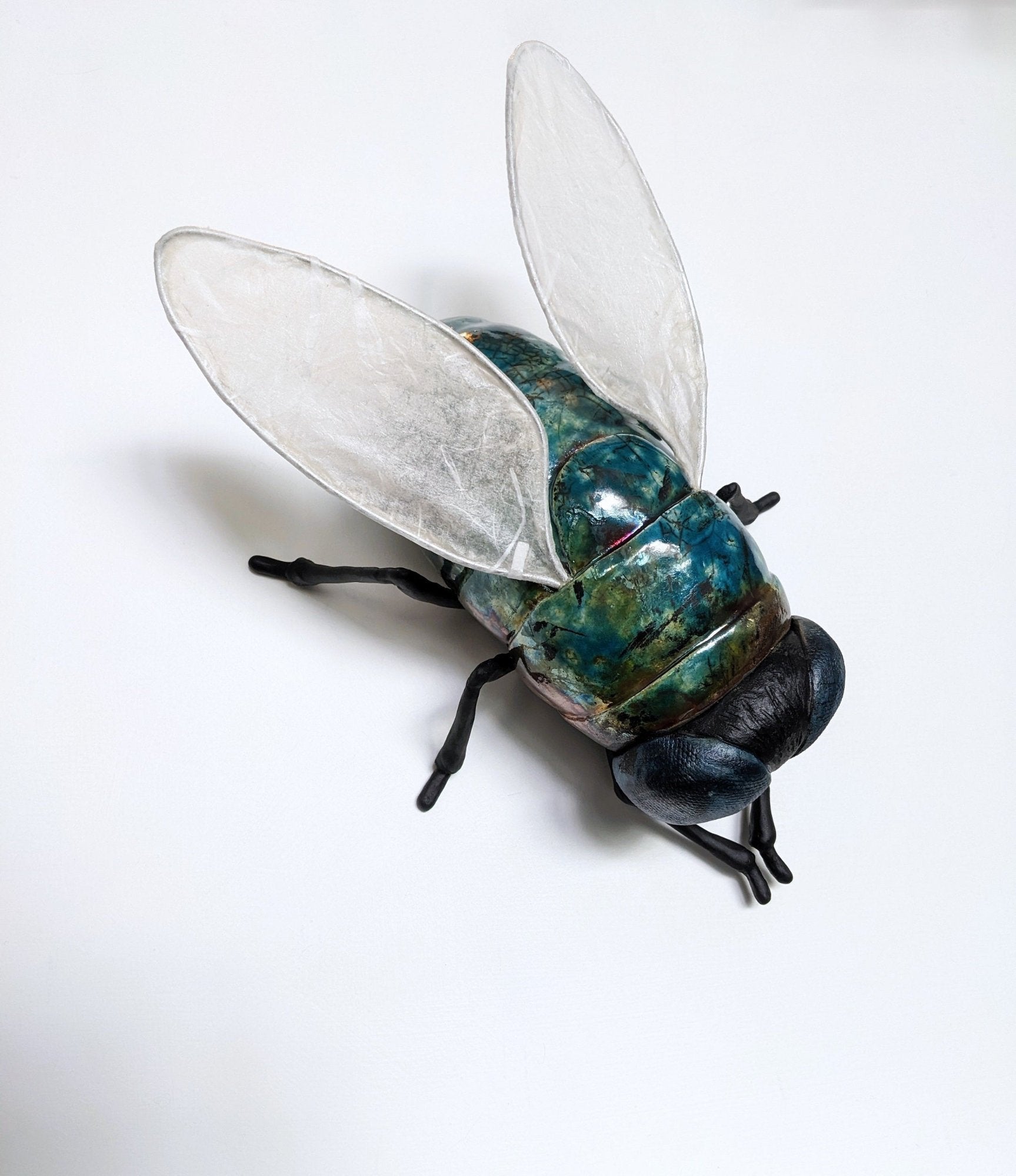 Giant fly wall sculpture from ceramic by Susie Benes