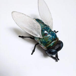 Giant fly wall sculpture from ceramic by Susie Benes