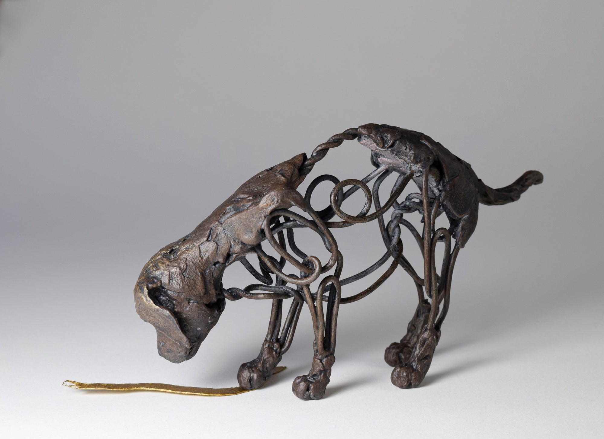 Air dry clay and wire Labrador dog sculpture by Susie Benes