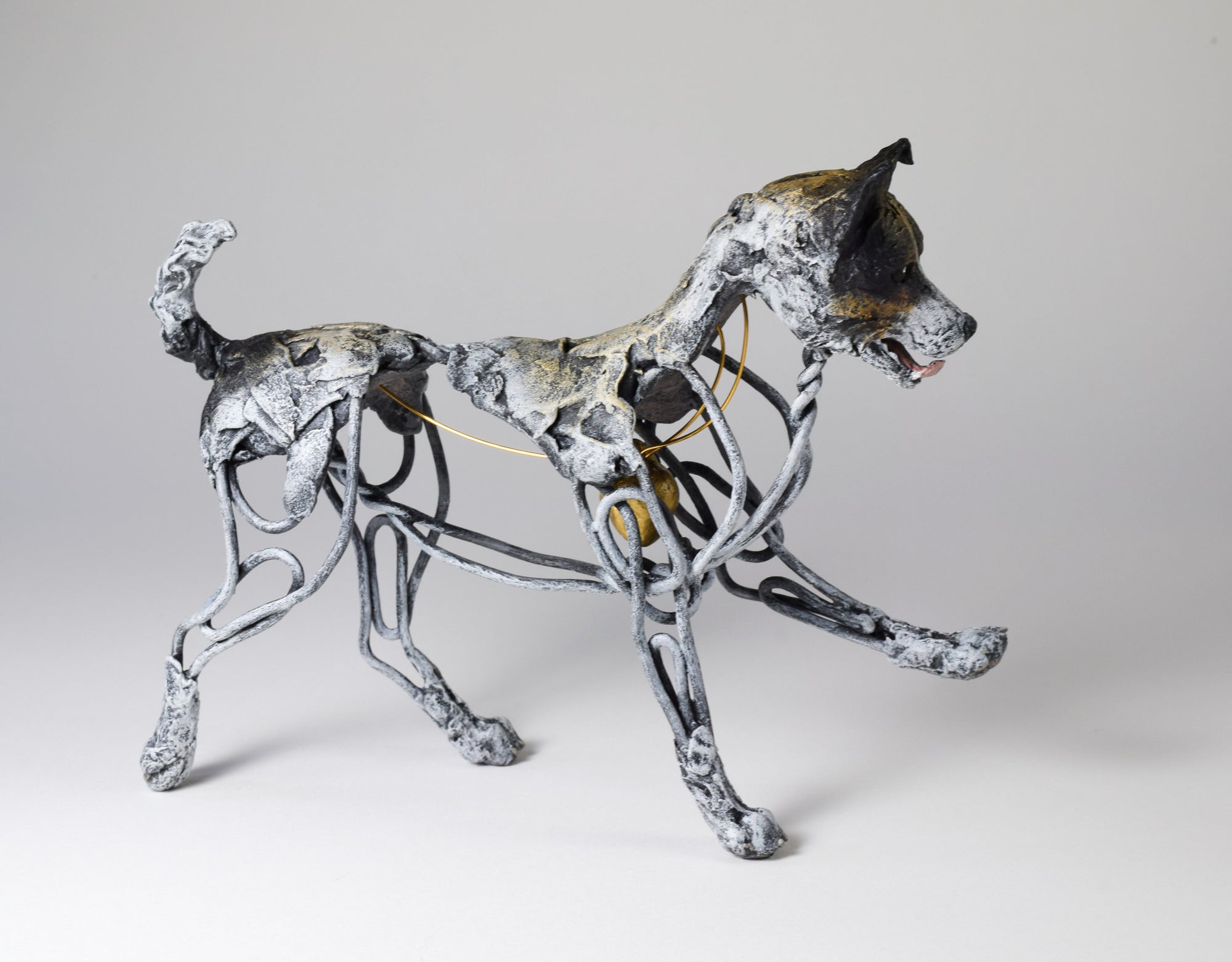 Air dry clay and wire jack russell dog sculpture by Susie Benes