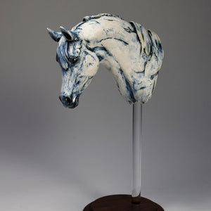 Blue porcelain horse portrait bust