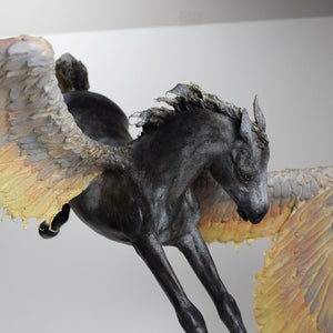 Pegasus at the spring mixed media sculpture