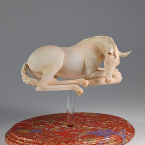 mixed media floating foal horse sculpture with Japanese paper