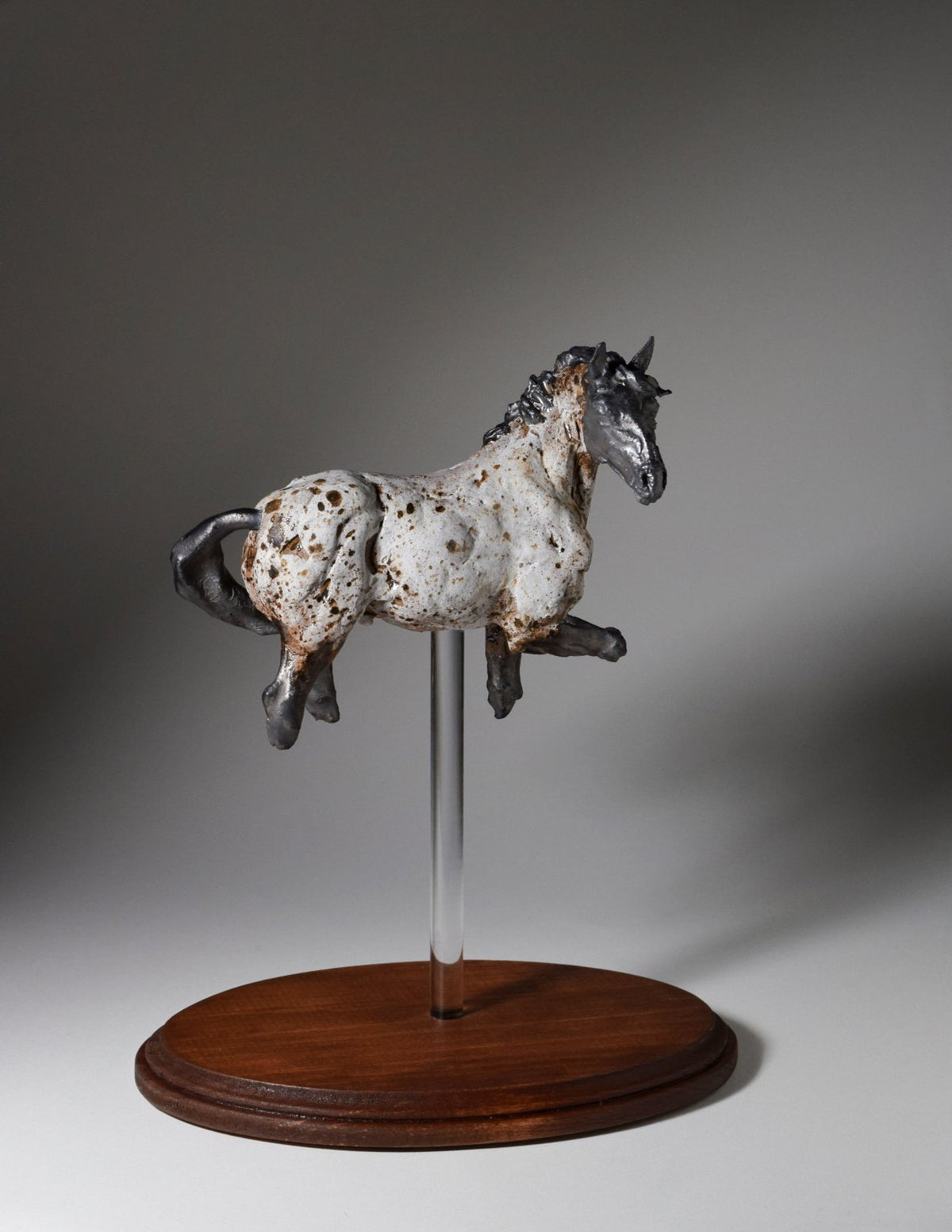 Ceramic wild horse appaloosa sculpture